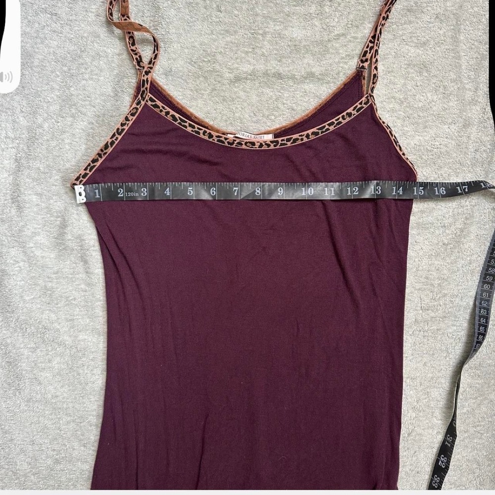 Victorias Secret Burgundy Cheetah Print Slip Dress Nightgown Maxi Side Slit M - Picture 8 of 8